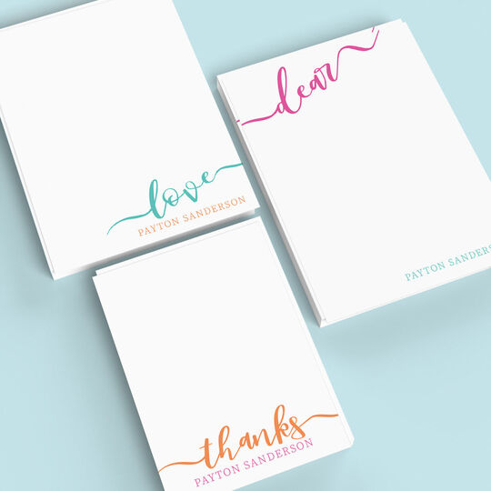 Lovely Script Greetings Flat Note Card Collection